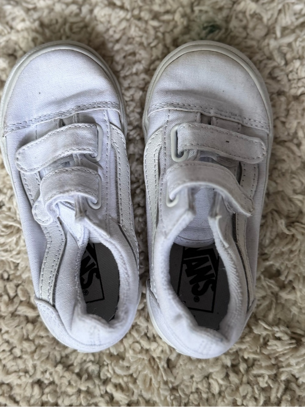 Vans Kids White Canvas Velcro Sneakers